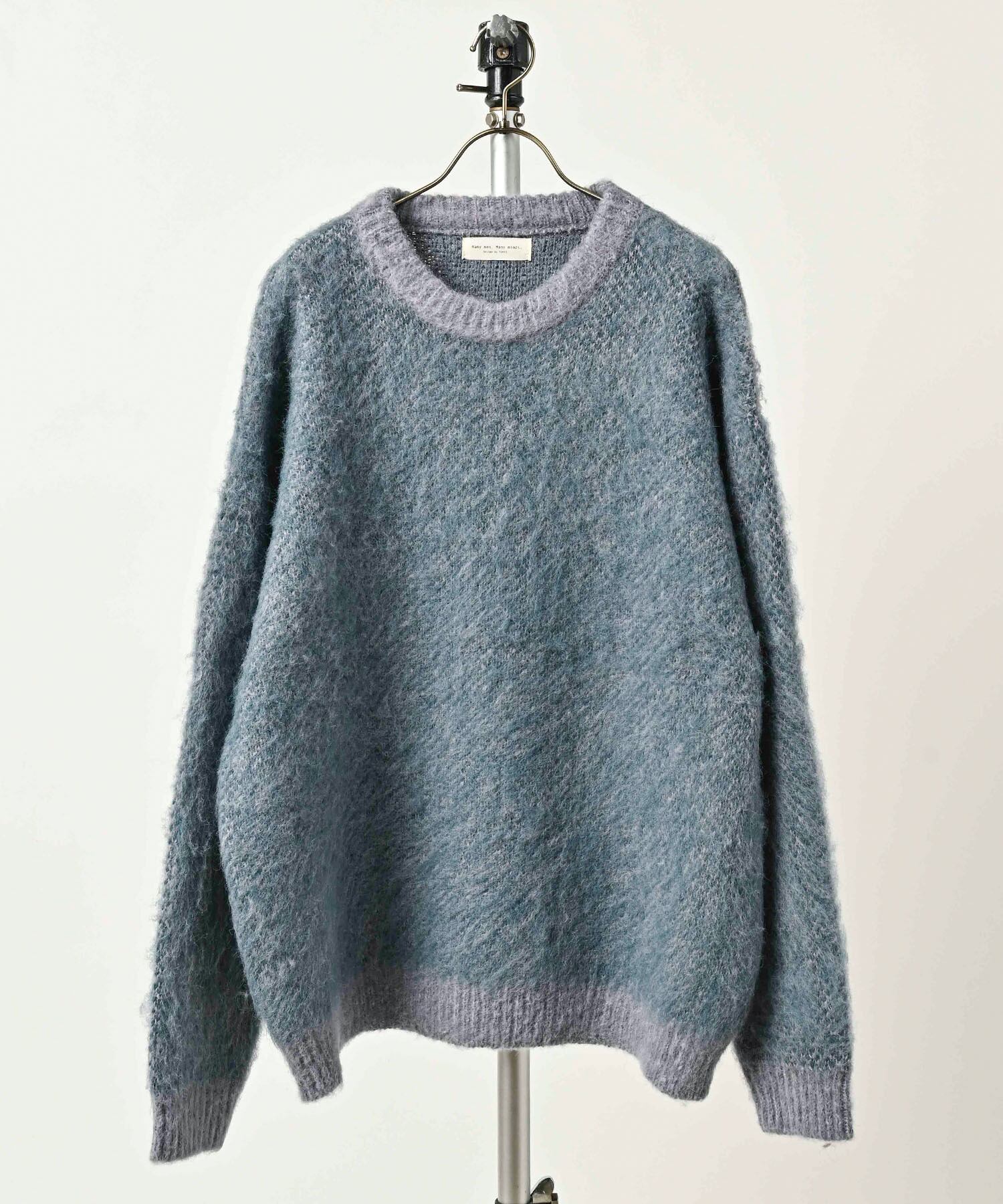 many men many mind Brushed Polyester Melange Crew Neck (BLU) M2621051