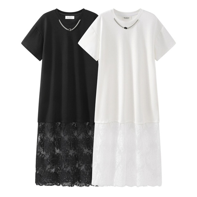 Lace hem casual dress　B644
