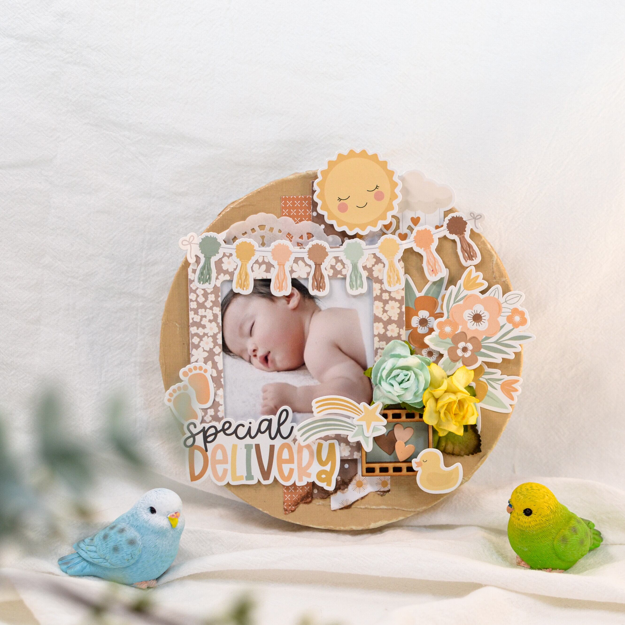 期間限定価格【お試しサイズ】円形フォトフレーム(ベージュ)男女共用※ユニーク好きなこだわりママさんへ