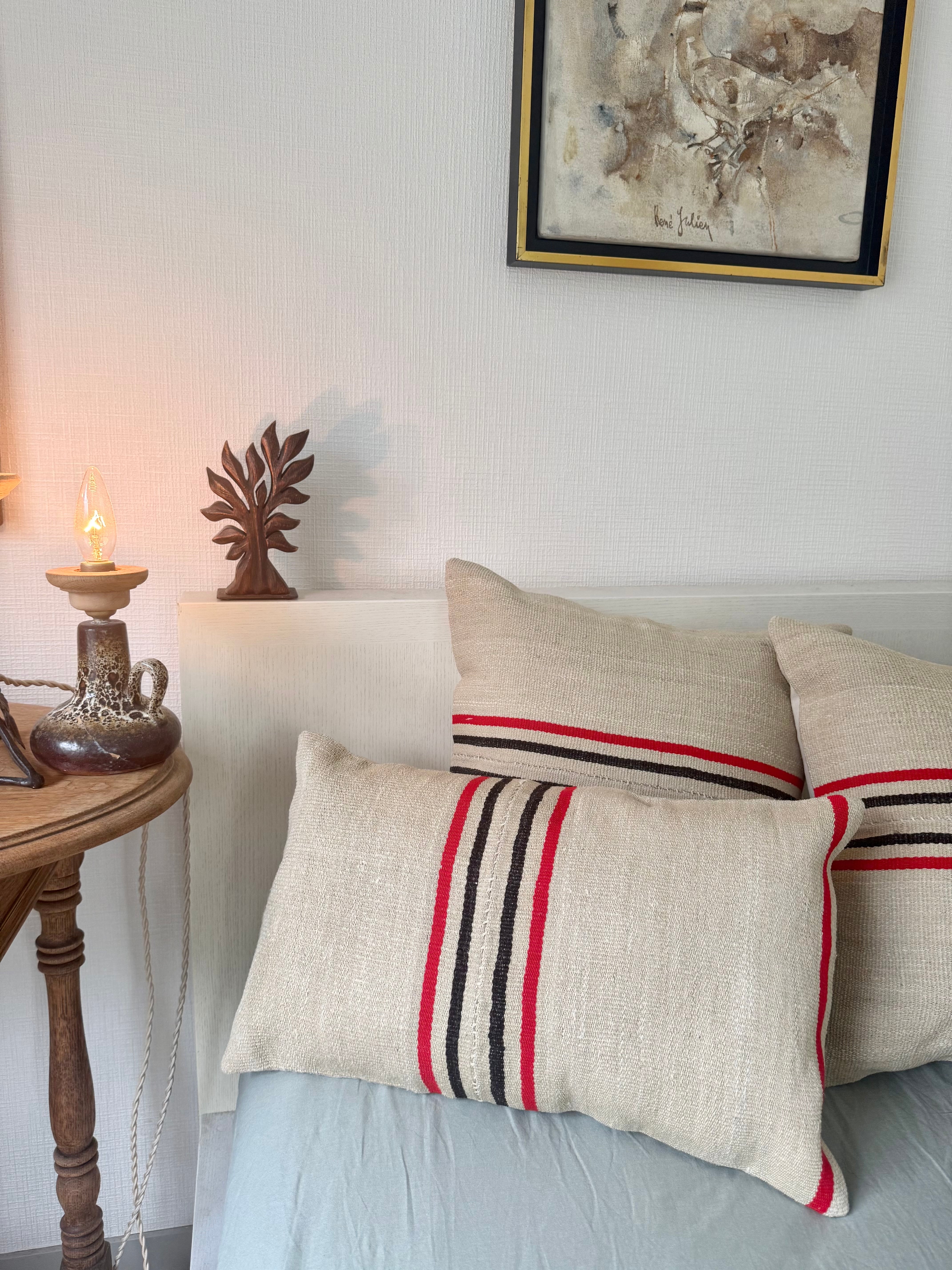 298 Vintage Battaniye Cushion Cover Black ヴィンテージ