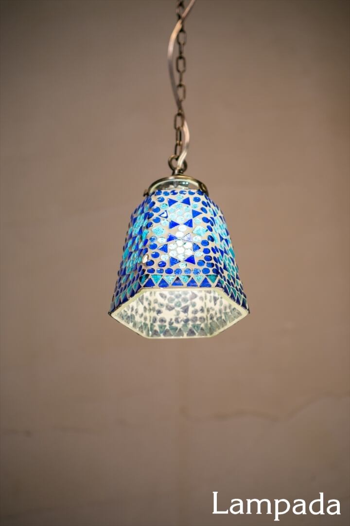 新洋電気〕 IDP704 インド・モザイクガラス ペンダントライト（六角形