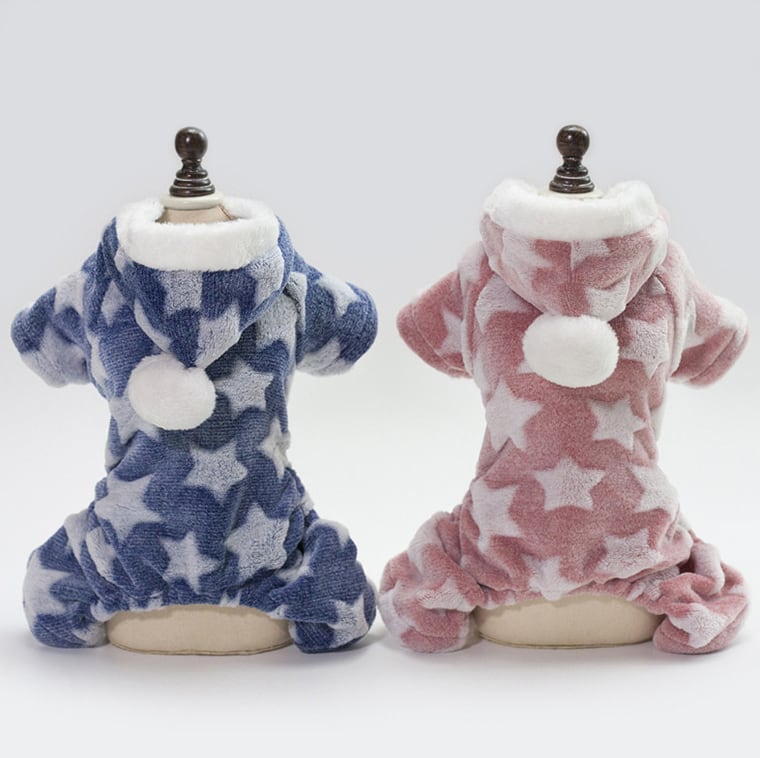 もこもこ星ロンパース S ~ XL 2color  /  犬服 犬 冬 つなぎ オールインワン 暖かい 部屋着  小型犬 中型犬 シンプル室内着 抜け毛防止 ニット セーター