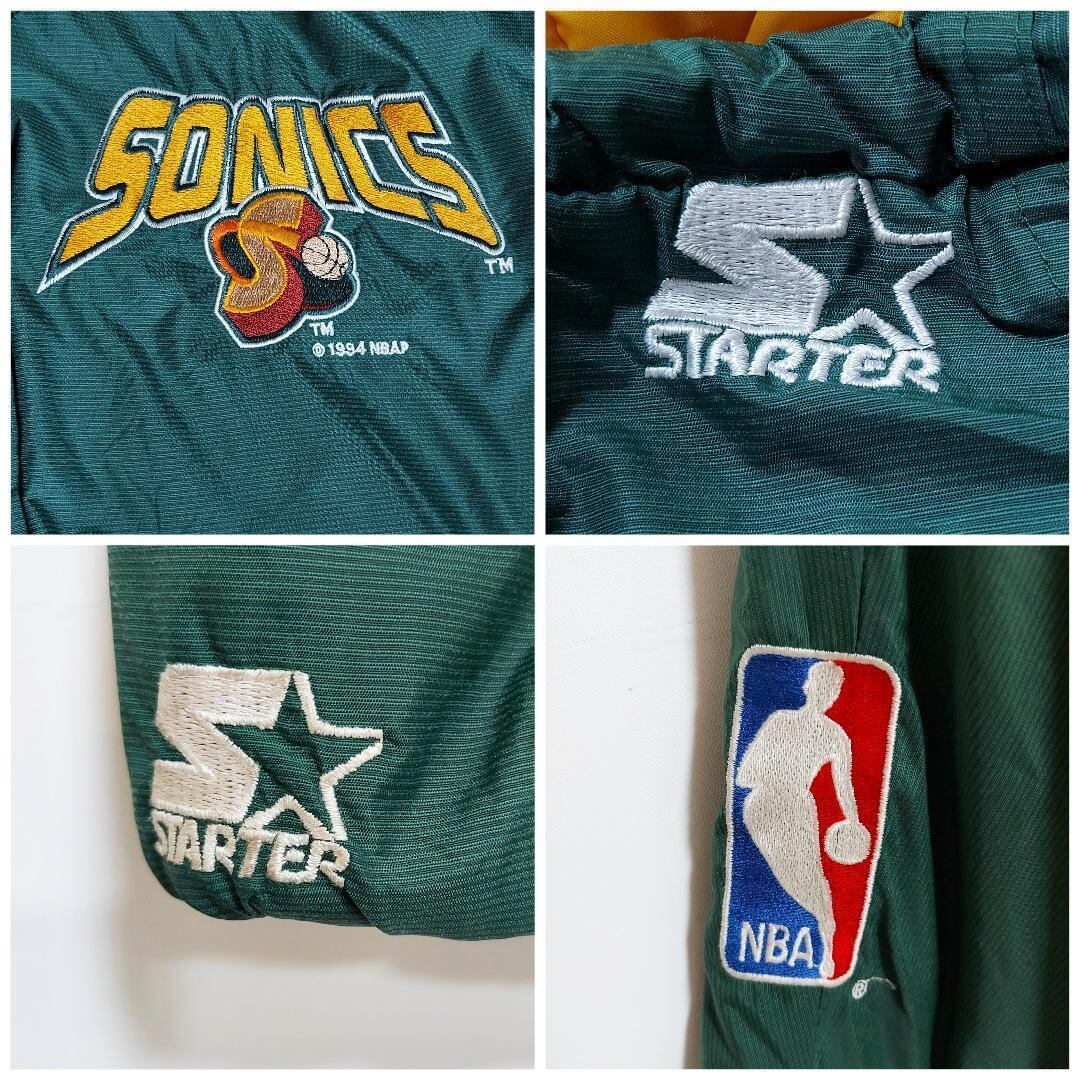 スターター ソニックス ナイロンジャケット 中綿 NBA ブルゾン 2XL 緑