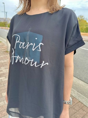 ★【N°9286!】TR天竺×シフォン3Dエッフェル塔Tシャツ（9207-53017)