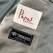 上下 Papas パパス イタリアTIBERGHIEN社 イタリア製生地 ダブル テーラードジャケット スラックス セットアップ スーツ (上)L48(下)L82/グレー系 メンズ