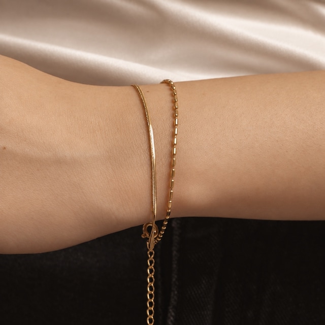 316L dot & snake double chain bracelet #b53