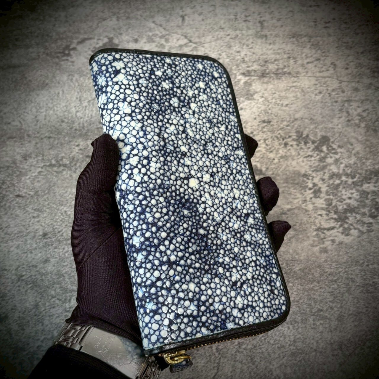 スタースティングレイ 長財布 エイ革 一枚革 ガルーシャ カイラギ 梅花