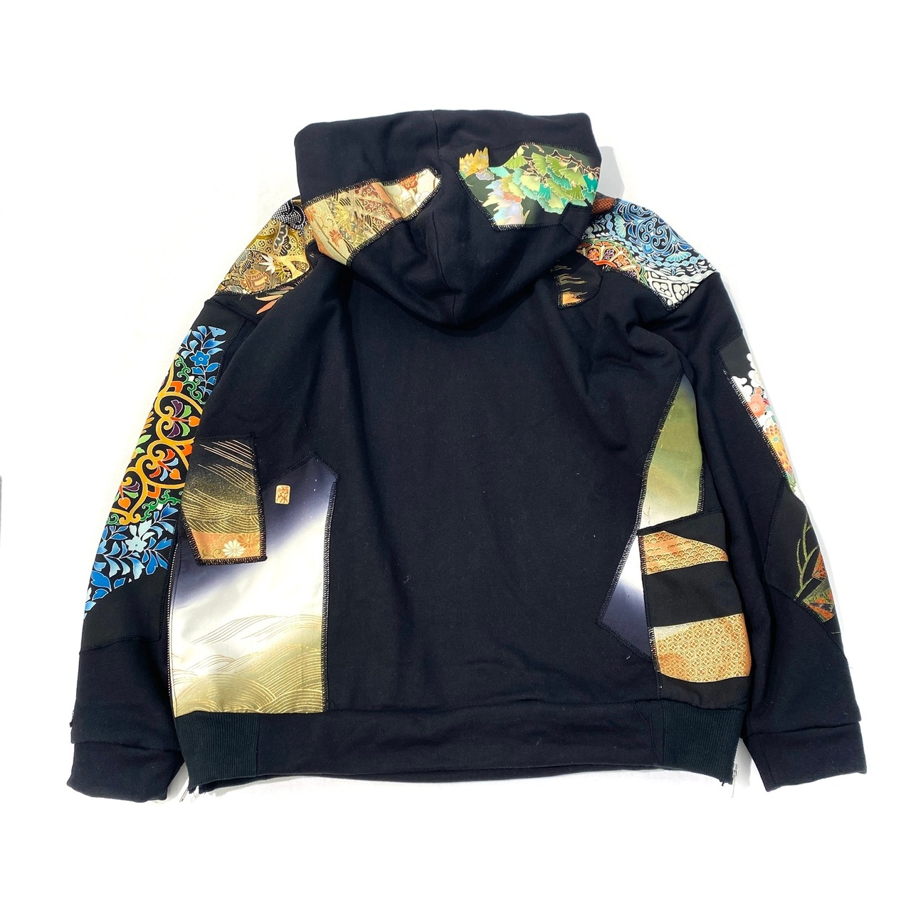 【hoodi24】 Remake Hoodie black × kimono
