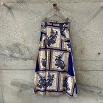 African batik blue wrap skirt