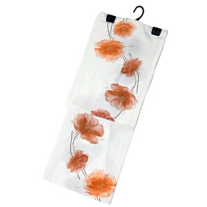 浴衣ジェンヌ 浴衣 単品 ゆかた レディース浴衣 白地にくすみオレンジ