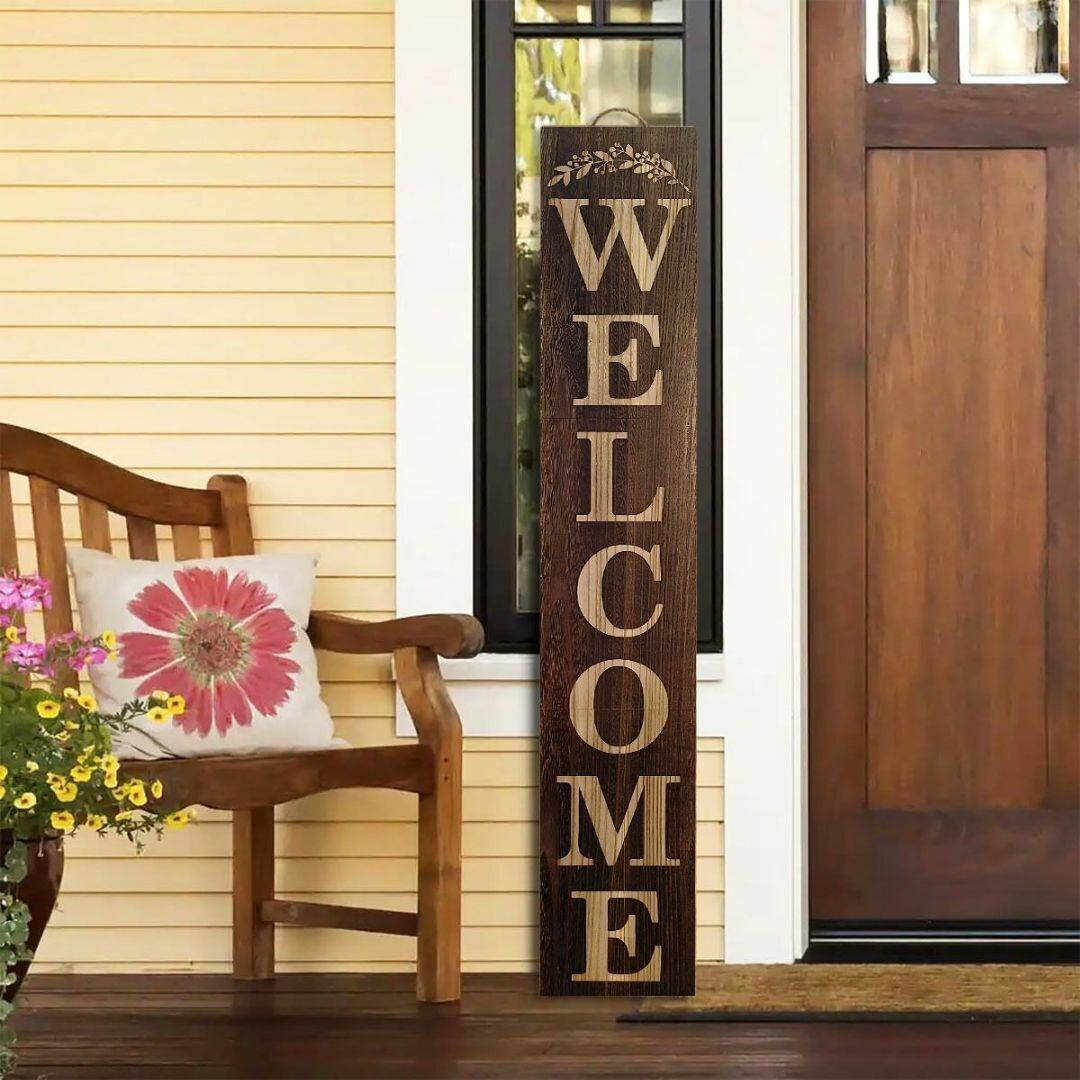 縦型welcomeボード 看板 玄関 フロント 木製 ウェルカムボード