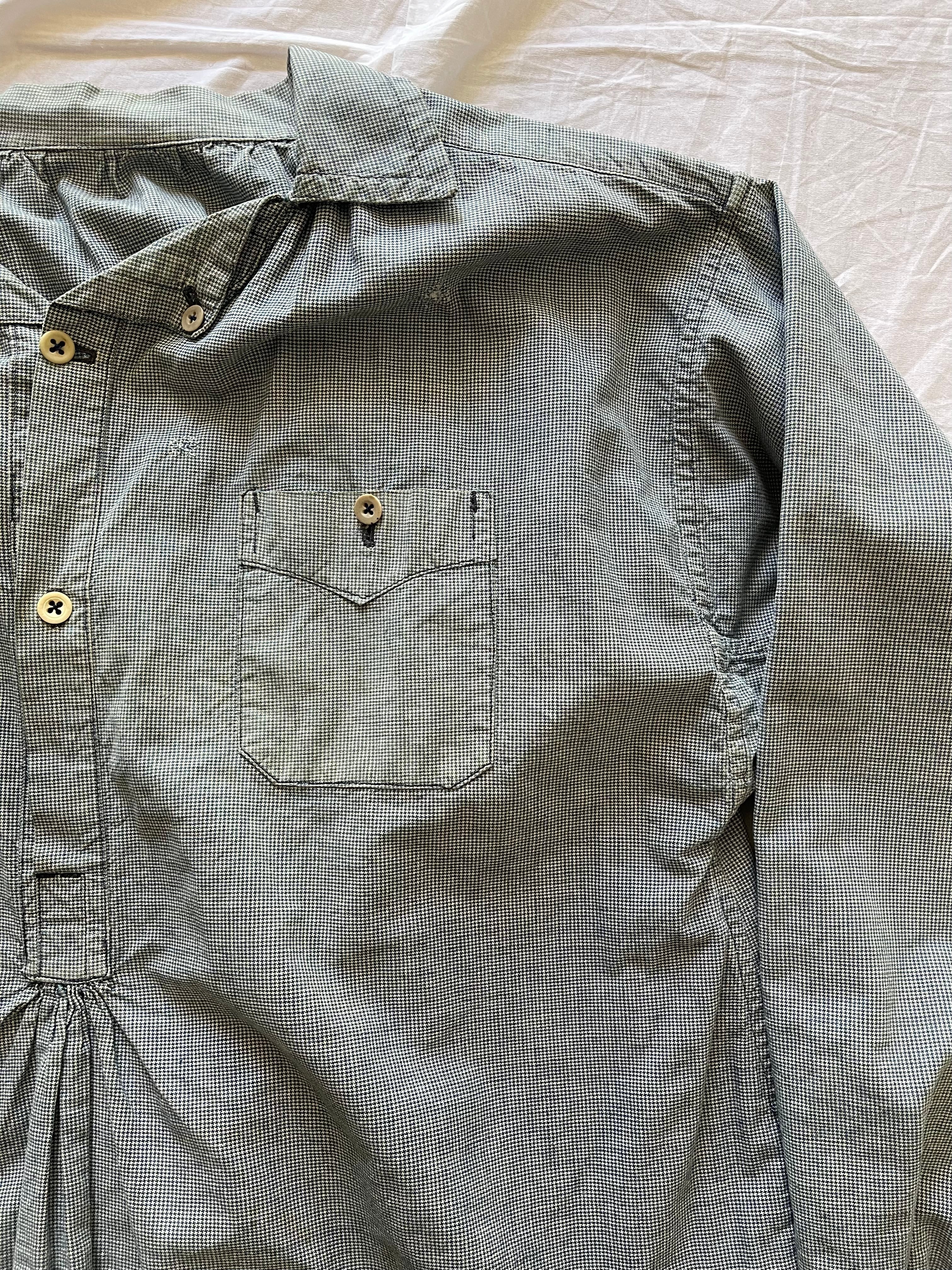 1930s French Vintage indigo houndstooth butcher smock | Le Coeur