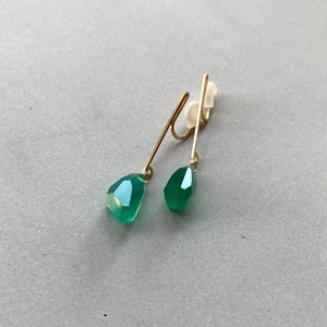 Bar ear clips (green onyx)