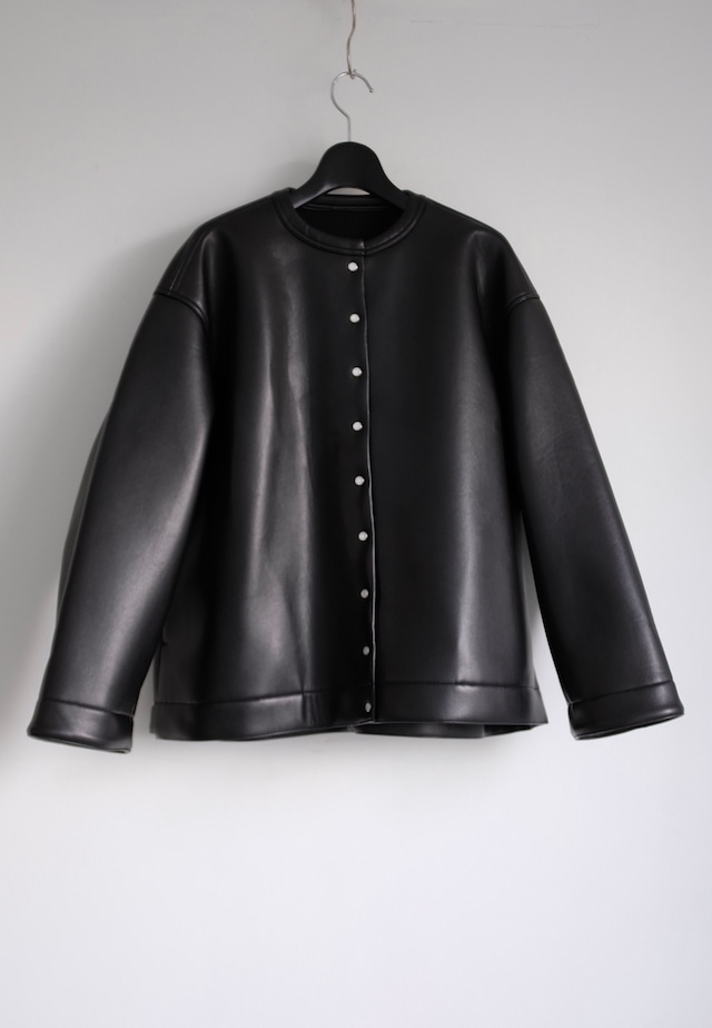 [CURRENTAGE]ECO LEATHER JACKET BLACK