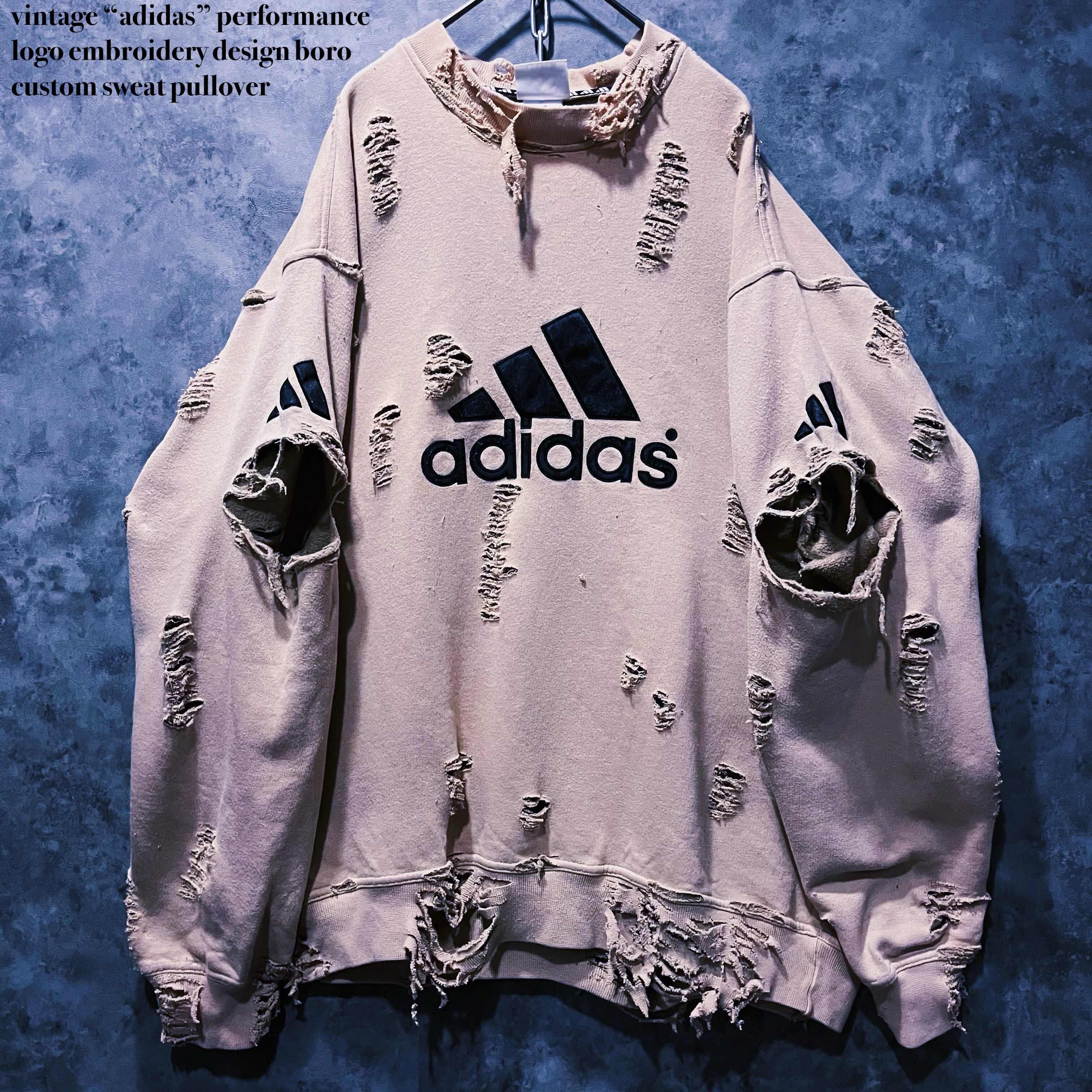 【doppio】vintage “adidas” performance logo embroidery design boro custom sweat pullover