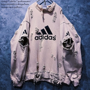 【doppio】vintage “adidas” performance logo embroidery design boro custom sweat pullover