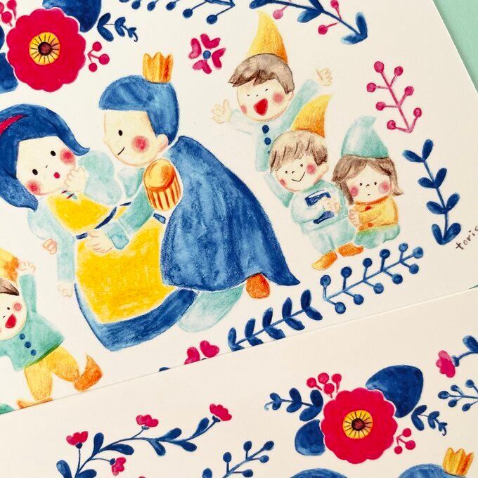 水彩色鉛筆な白雪姫ポストカード(2枚セット） | torisun