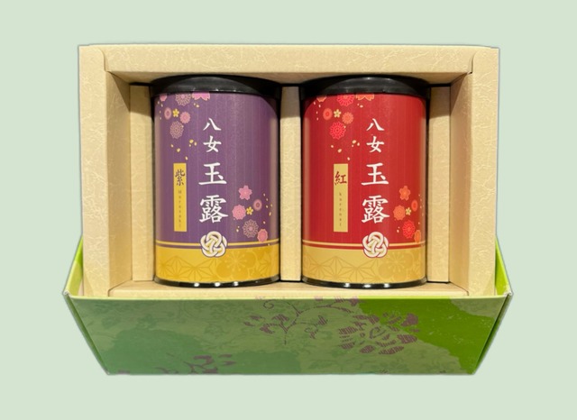 【送料無料】 高級煎茶　八女玉露　『 紅・紫 』　100g缶入×2本 【ギフト箱入り】
