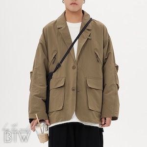 【韓国メンズファッション】ポケット付きジャケット シャツジャケット オーバーサイズ ルーズ  BW2117