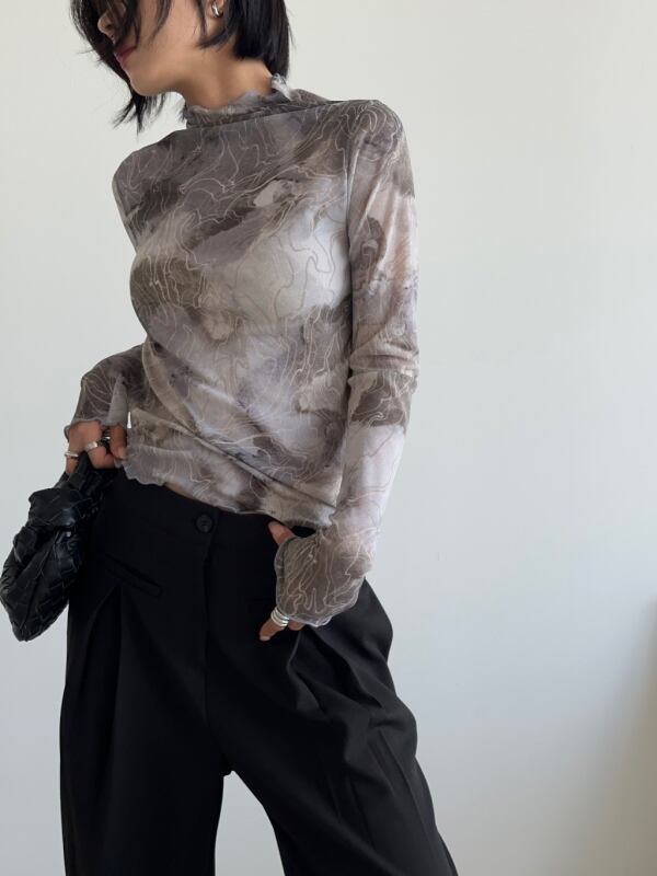 geometric pattern sheer tops