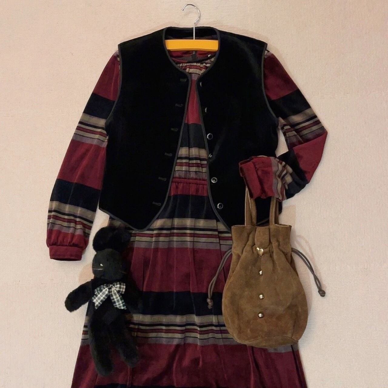 black velvet piping vest