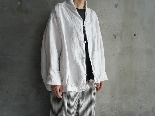 kaval High Count Hemp Shawl Collar Blouson ice lavender