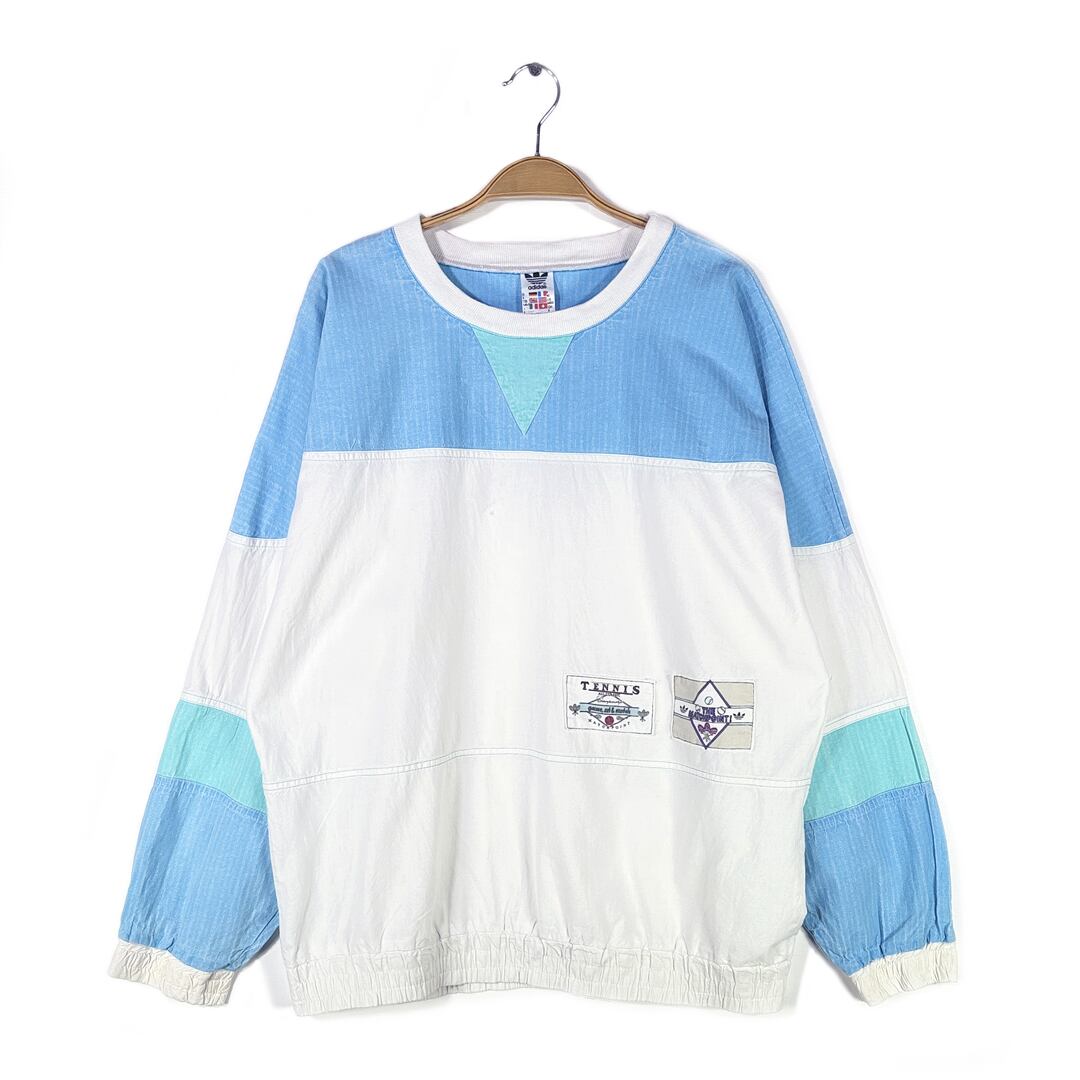 90s アディダス トルコ製 ヴィンテージジャケット テニス トルマンスリーブ コットン adidas メンズL相当 古着 @CK0223