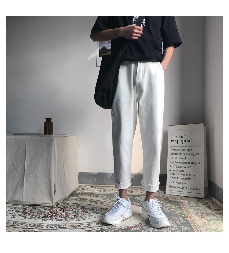 全2色 デニム パンツ ストレート カジュアル シンプル 無地