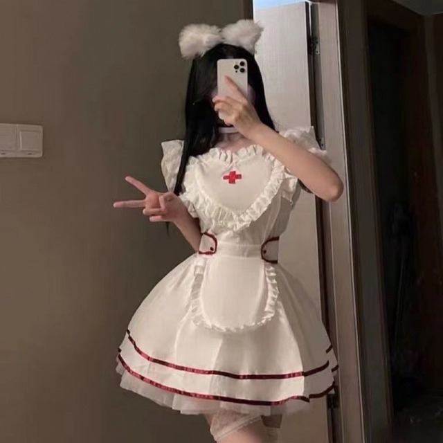 〔ナース〕LIVE配信で目を引く エンジェル風ナースコスチュームセット