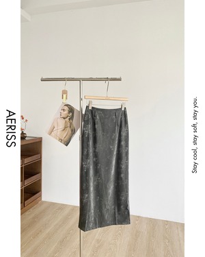 ストレートフェイクレザースカート 3color A0737