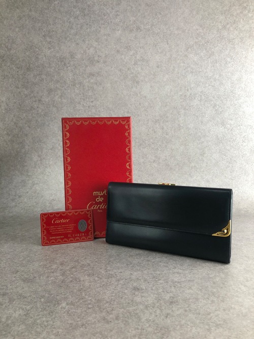 Cartier カルティエ サファイアライン 財布 ネイビー レザー 長財布 vintage ヴィンテージ オールド rtcbar