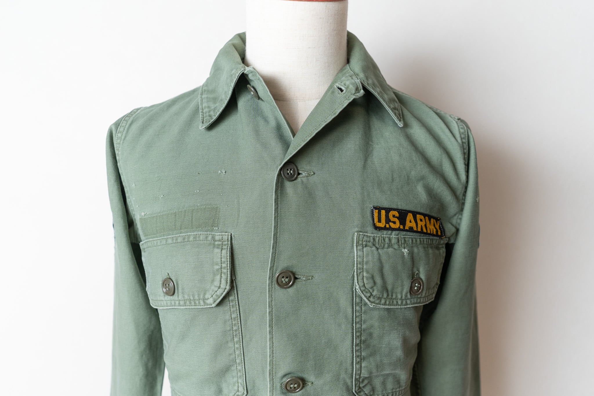 14 1/2✕31】U.S.Army 60's OG-107 Utility Shirt Cotton100％ 
