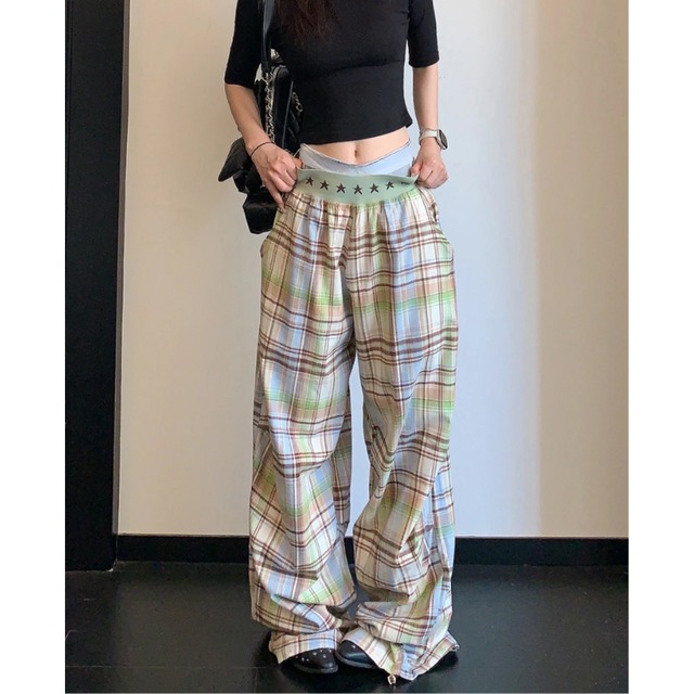 star west checked pants　スターウエストチェック柄パンツ　J2115