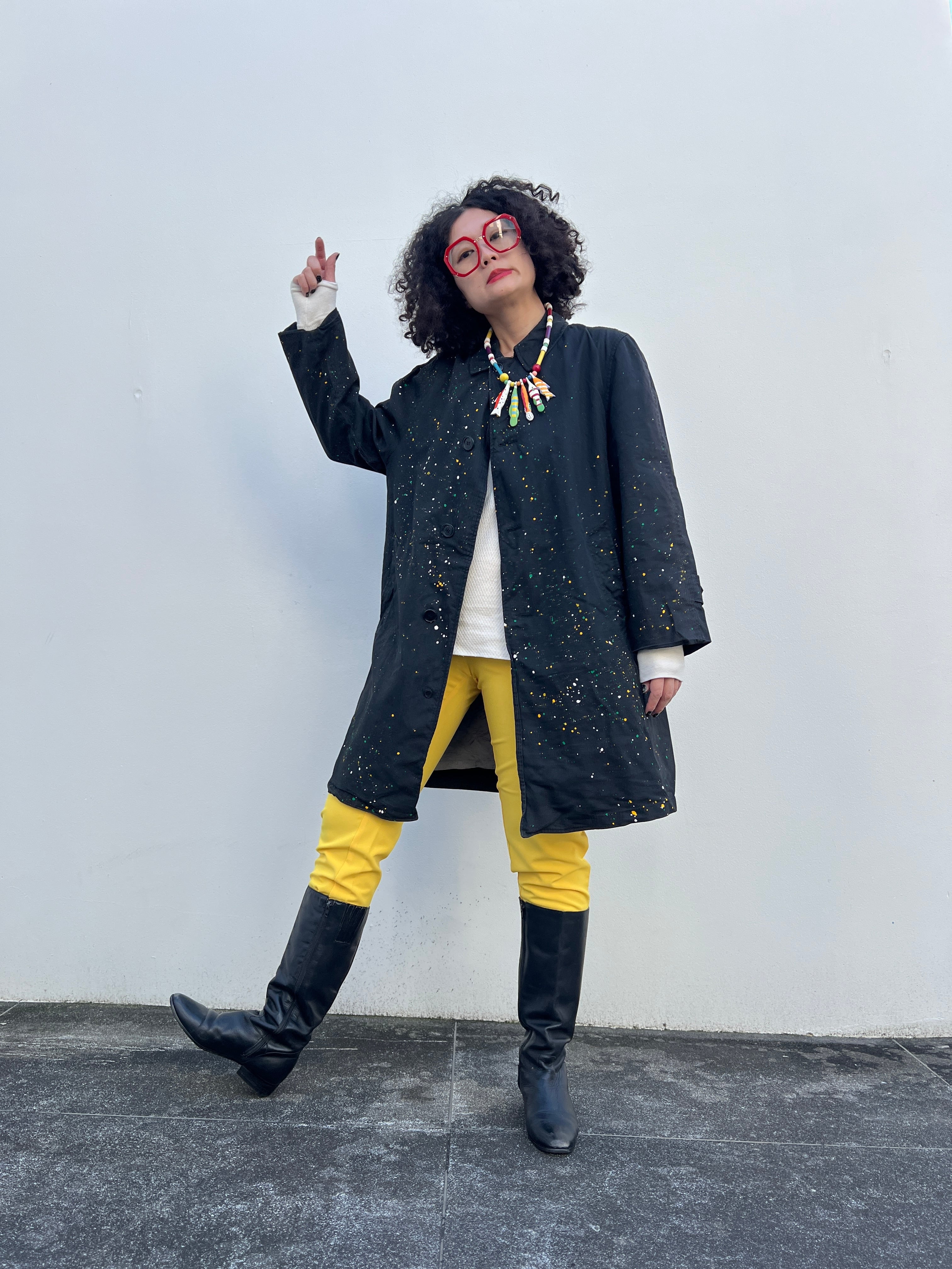 【小〜中】Vintage black art coat