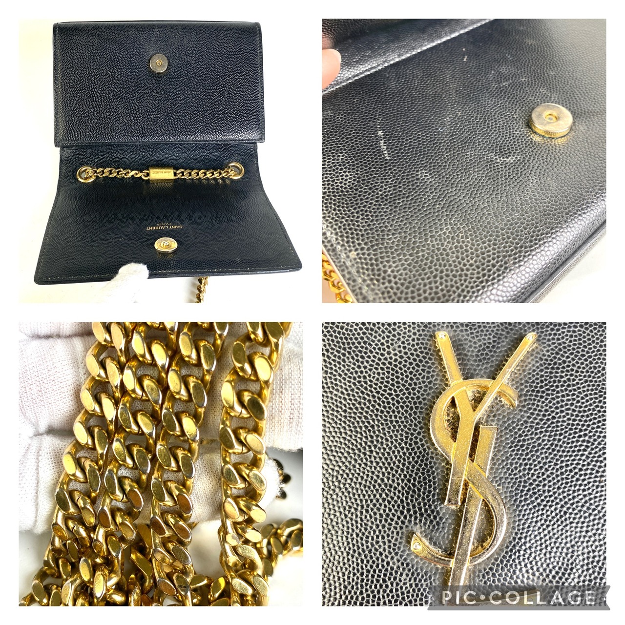 イブサンローラン レザー ショルダーバッグ ブラック A-7024