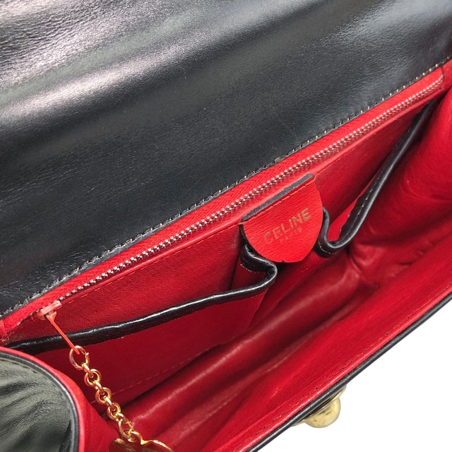 CELINE セリーヌ ハンドバッグ ブラック スターボール レザー トップハンドル vintage ヴィンテージ オールド idde2j