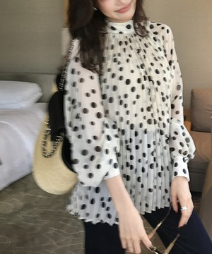 ゆったりフィット◆プリーツブラウス【t-10676】