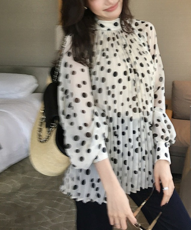 ゆったりフィット◆プリーツブラウス【t-10676】