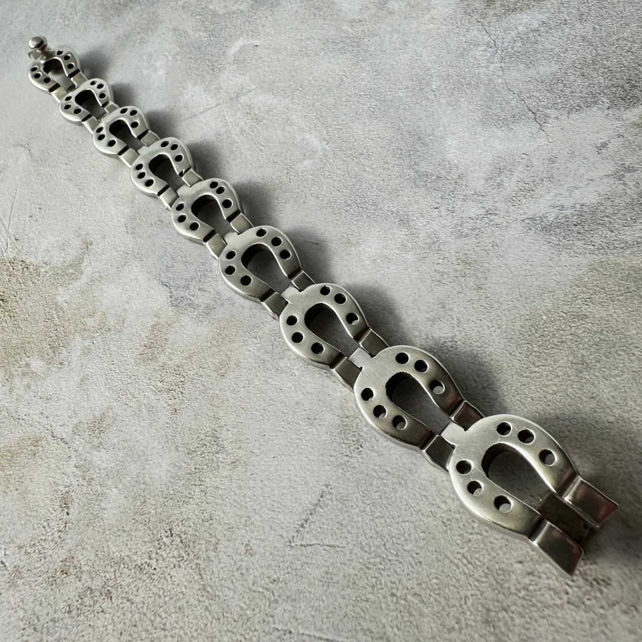 Vintage Horseshoe Heavy Link Bracelet Silver 925 Made in Mexico
