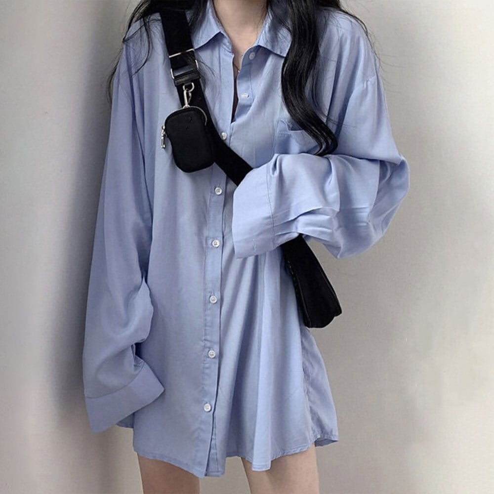 ロング シャツ 長袖 レディース 春秋 韓国 彼シャツ おしゃれ 大人 きれいめ オーバーサイズ シンプル ブラウス 羽織り ゆったり カジュアル トップス 大人可愛い 大人女子
