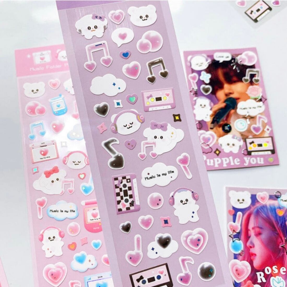ミュージックシリーズ リムーバブルステッカー トレカデコ 韓国シール 韓国文具 Pink Rue 韓国文房具 雑貨 La Violette ミュージックシリーズ リムーバブルステッカー トレカデコ 韓国シール 韓国文具 Pink Rue 韓国文房具 雑貨 La Violette
