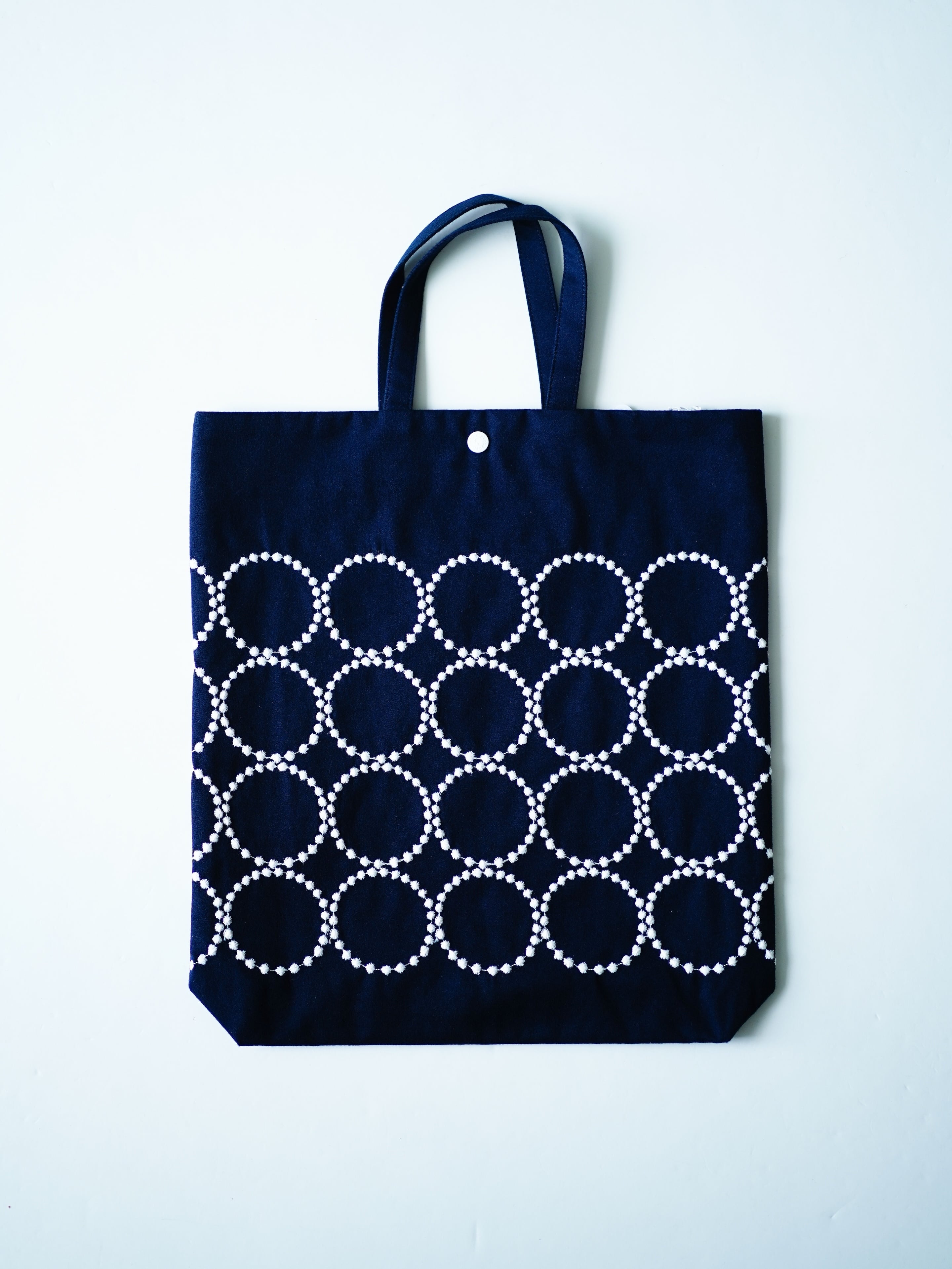 〈 mina perhonen 25AW 〉 kanssa tote "バッグ" / ADA7296P / ネイビー x Mサイズ