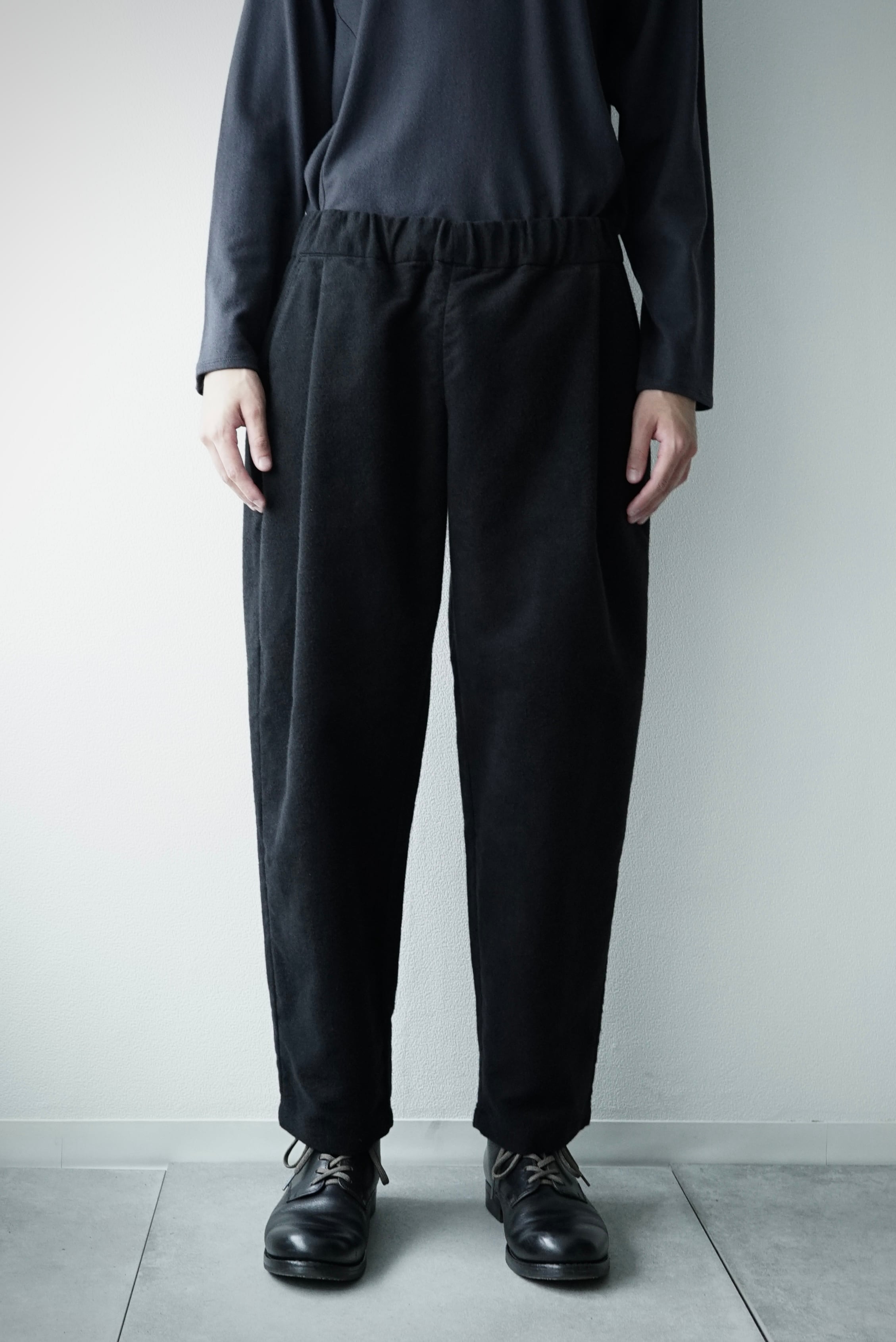 Cotton/Silk Mole Skin  / P/T Easy Pants_Ⅱ (Napped_BLACK)