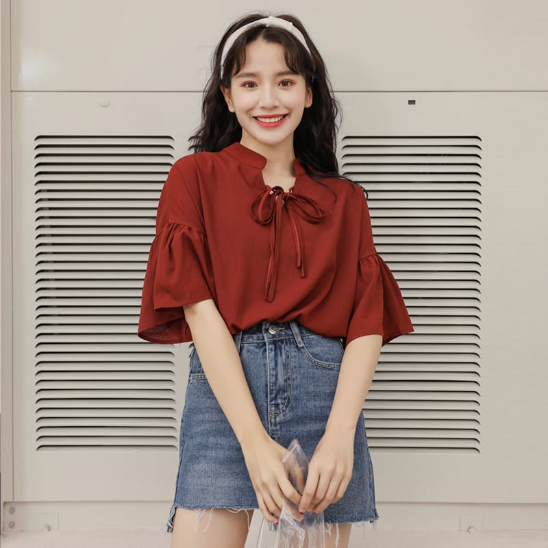 レッドヴァレンティノ リボンが可愛い 半袖 ブラウス トップス シャツ RED VALENTINO - RAD VALENTINO（レッドヴァレンティノ）/半袖リボン
