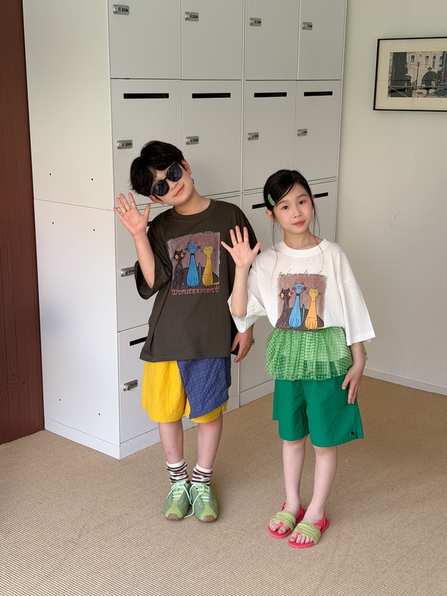 【KID】トリプルキャットプリント半袖Tシャツ - 16