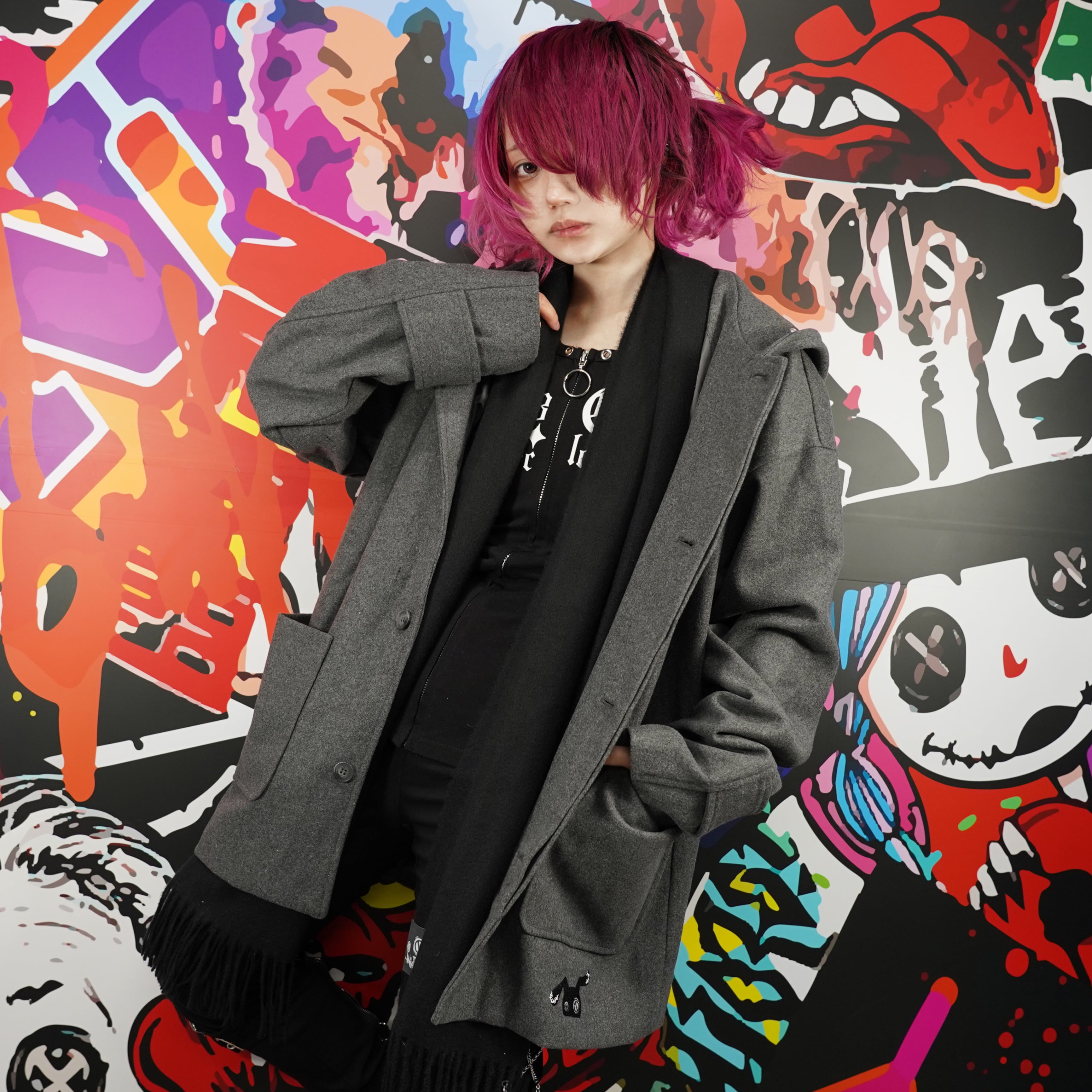 両面タグデザイン 大判ストール［BLACK］ | NIER CLOTHING