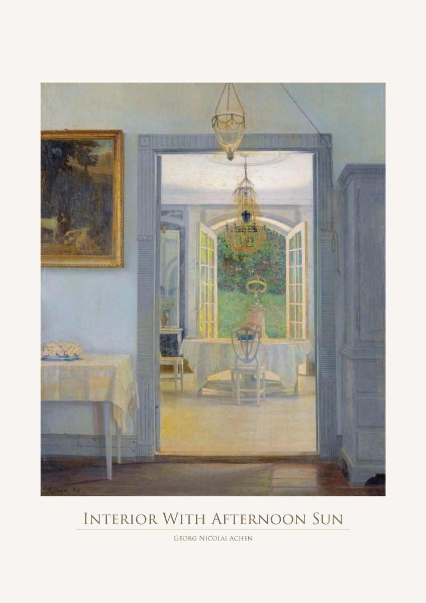 ゲオルク・アーヘン Interior With Afternoon Sun アートポスター 風景