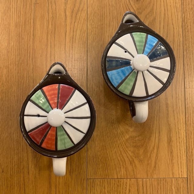 【波佐見焼】【瑞幸窯】【撥水十草】【ポット】　青　赤