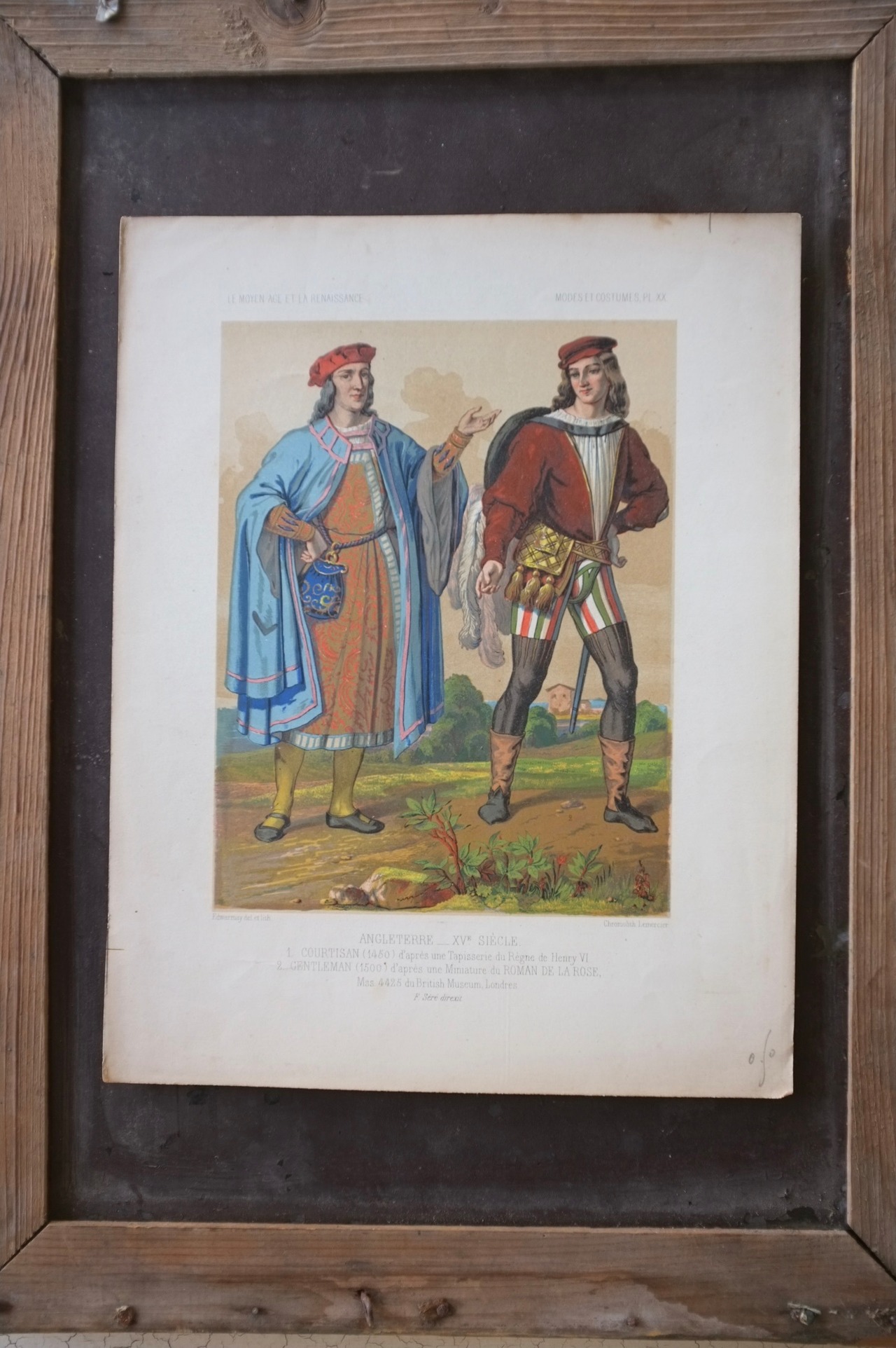 19世紀 France 15世紀イギリス紳士たちのファッションプレート