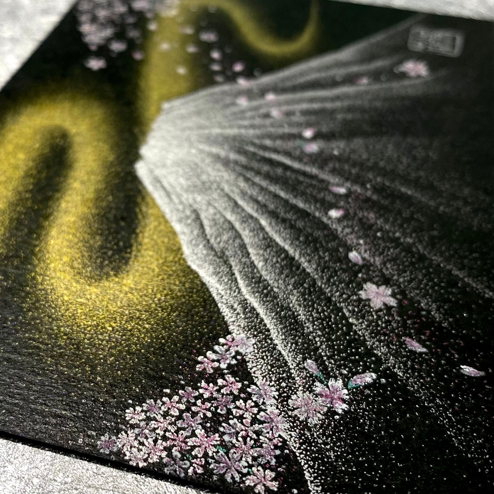 開運の点描画アート【富士山と桜と金龍】高波動エネルギーアート | 今